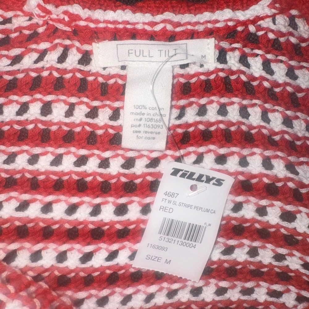 Full Tilt‎ Red White Striped Crochet Peplum Camisole Top NWT Size M - Picture 5 of 5
